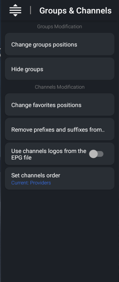 Settings > Groups and Channels allows more advanced users the option to edit groupings and categories. 